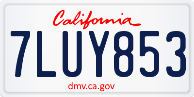CA license plate 7LUY853