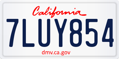 CA license plate 7LUY854