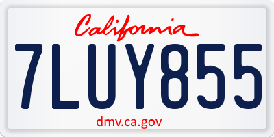 CA license plate 7LUY855