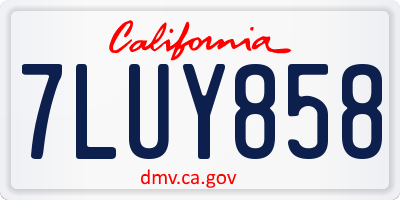 CA license plate 7LUY858