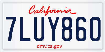 CA license plate 7LUY860