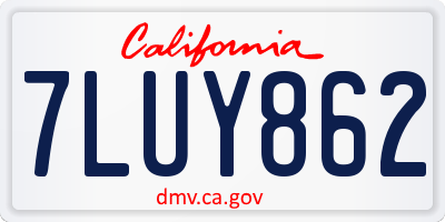 CA license plate 7LUY862