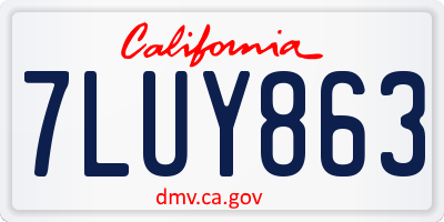 CA license plate 7LUY863