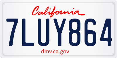 CA license plate 7LUY864