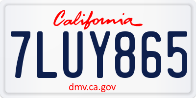 CA license plate 7LUY865