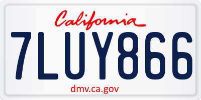CA license plate 7LUY866