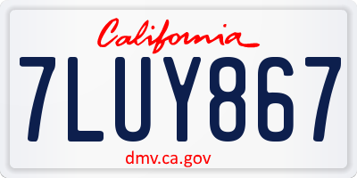 CA license plate 7LUY867