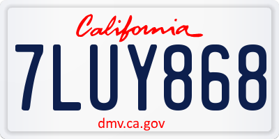 CA license plate 7LUY868