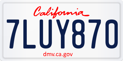 CA license plate 7LUY870
