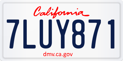 CA license plate 7LUY871