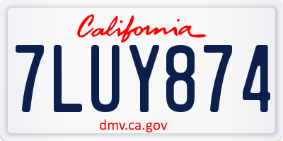 CA license plate 7LUY874