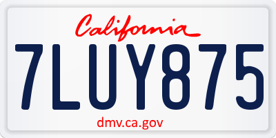 CA license plate 7LUY875