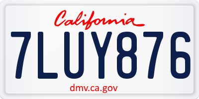 CA license plate 7LUY876