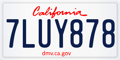 CA license plate 7LUY878