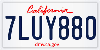 CA license plate 7LUY880