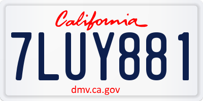 CA license plate 7LUY881
