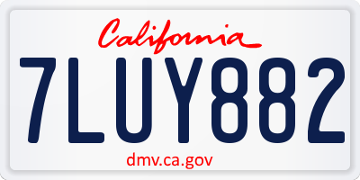 CA license plate 7LUY882