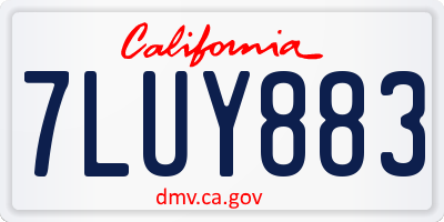 CA license plate 7LUY883