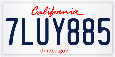 CA license plate 7LUY885