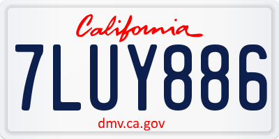 CA license plate 7LUY886
