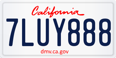 CA license plate 7LUY888