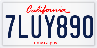 CA license plate 7LUY890
