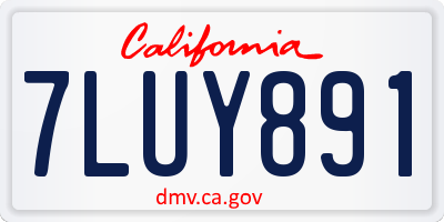 CA license plate 7LUY891