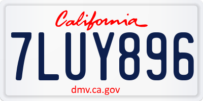 CA license plate 7LUY896