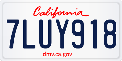 CA license plate 7LUY918