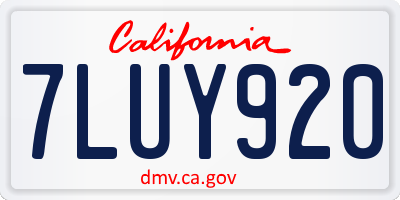 CA license plate 7LUY920