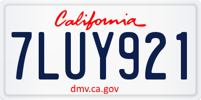 CA license plate 7LUY921