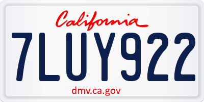 CA license plate 7LUY922