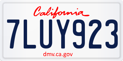 CA license plate 7LUY923