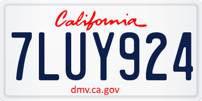 CA license plate 7LUY924