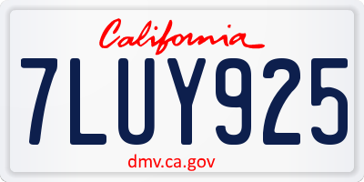 CA license plate 7LUY925