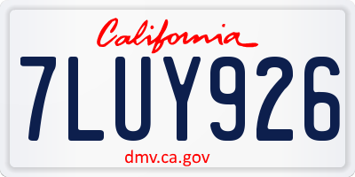 CA license plate 7LUY926