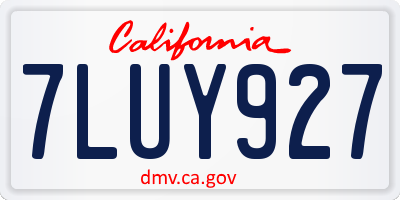 CA license plate 7LUY927
