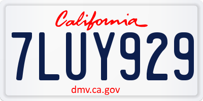CA license plate 7LUY929