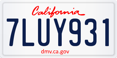 CA license plate 7LUY931