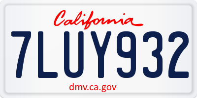 CA license plate 7LUY932