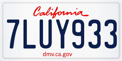 CA license plate 7LUY933