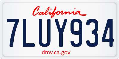 CA license plate 7LUY934