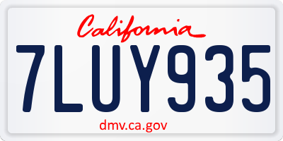 CA license plate 7LUY935