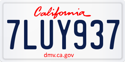 CA license plate 7LUY937