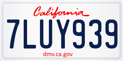 CA license plate 7LUY939