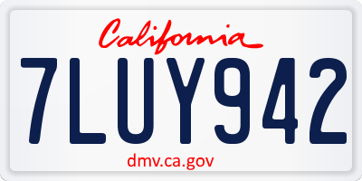 CA license plate 7LUY942