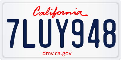 CA license plate 7LUY948