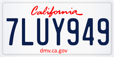 CA license plate 7LUY949