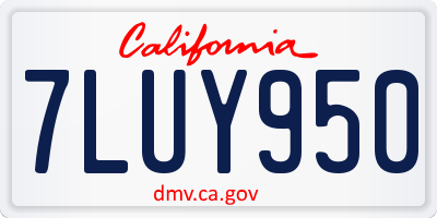 CA license plate 7LUY950