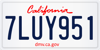 CA license plate 7LUY951